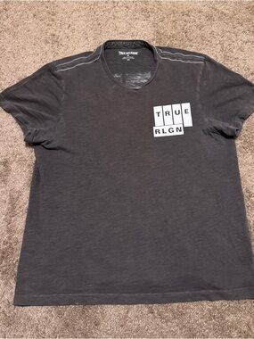 True Religion Shirt Mens Medium Gray Short Sleeve Designer Logo